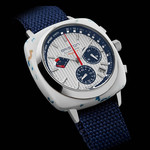 Montre BRISTON homme CLUBMASTER REGATTA cadran blanc bracelet plastique recyclé bleu marine - vue D2
