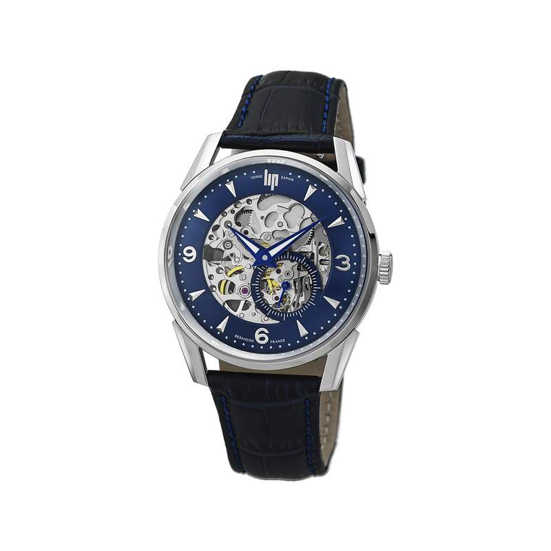 Montre LIP HIMALAYA homme automatique, acier bracelet cuir bleu - vue 1