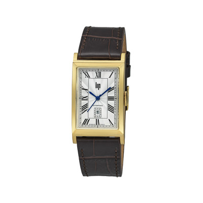 Montre LIP CHURCHILL homme automatique, acier doré bracelet cuir marron - vue 1