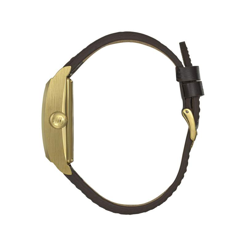 Montre LIP CHURCHILL homme automatique, acier doré bracelet cuir marron - vue 2