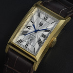 Montre LIP CHURCHILL homme automatique, acier doré bracelet cuir marron - vue D1