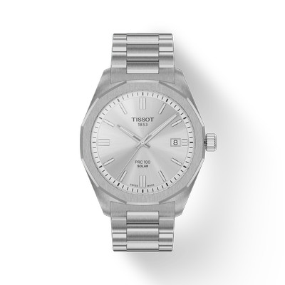Montre TISSOT PRC 100 SOLAR homme cadran gris bracelet acier inoxydable - vue 1