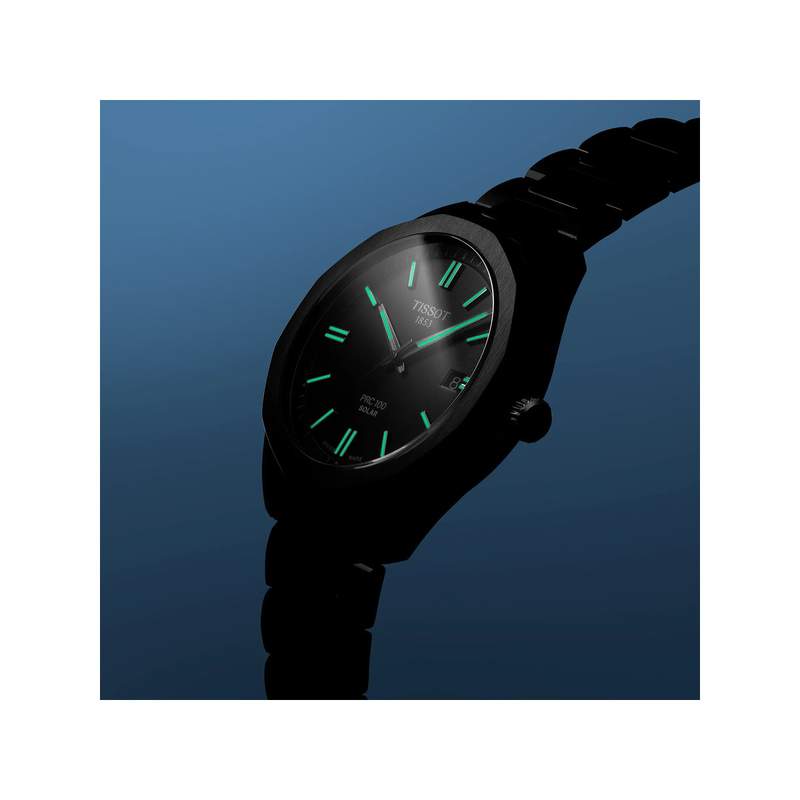 Montre TISSOT PRC 100 SOLAR homme cadran gris bracelet acier inoxydable - vue D5