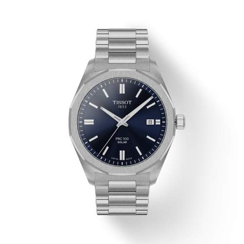 Montre TISSOT T-CLASSIC PRC 100 SOLAR homme cadran bleu bracelet acier inoxydable