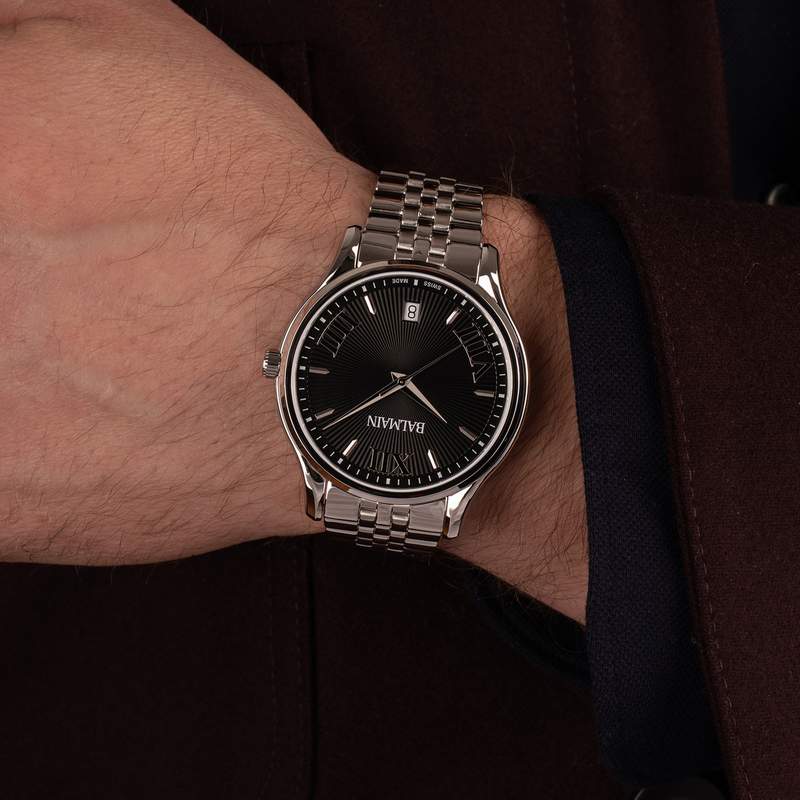 Montre BALMAIN beleganza homme bracelet acier inoxydable gris - vue porté 1