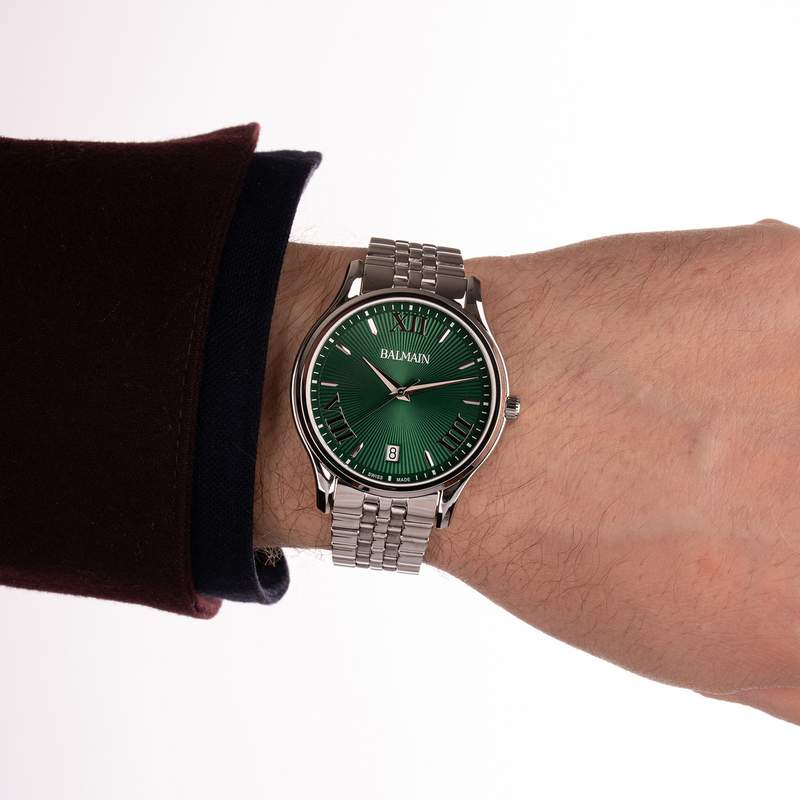Montre BALMAIN beleganza homme bracelet acier inoxydable gris - vue porté 2
