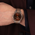 Montre BALMAIN beleganza homme bracelet acier inoxydable bicolore rose - vue porté 1