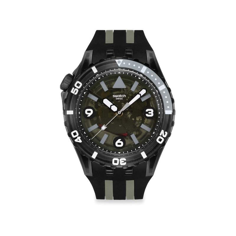 Montre SWATCH scubaqua homme cadran bleu bracelet caoutchouc noir - vue 1