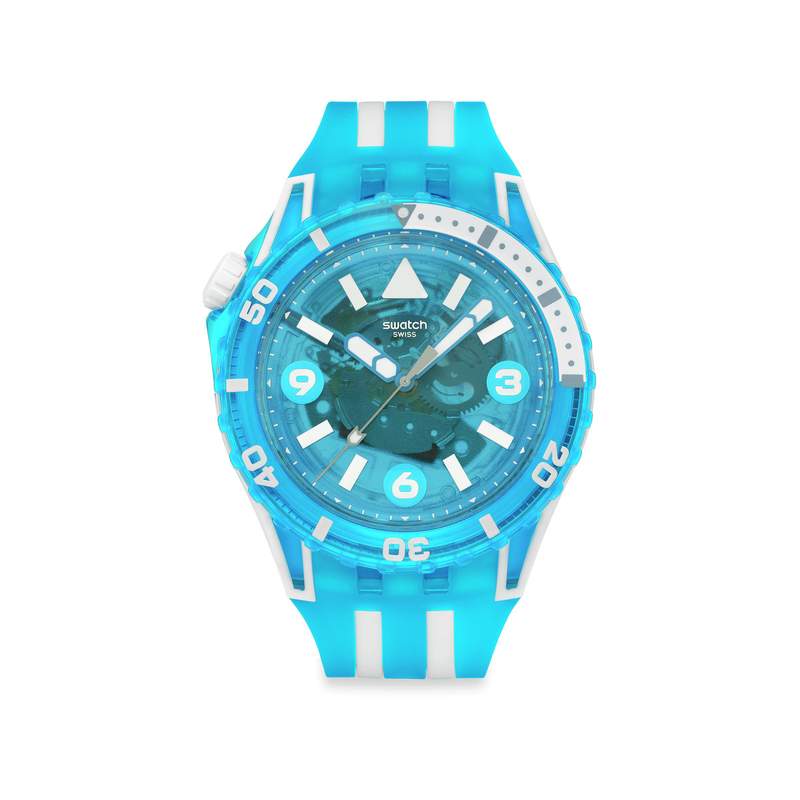 Montre SWATCH scubaqua homme cadran bleu bracelet caoutchouc bleu - vue 1
