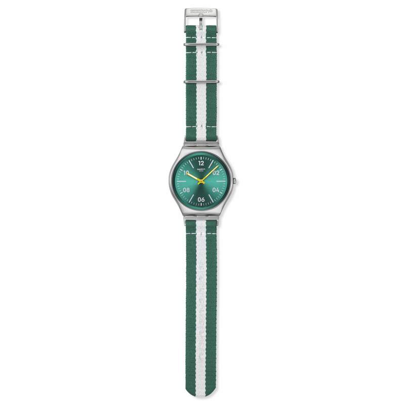 Montre SWATCH essentials homme cadran vert bracelet textile vert - vue D1