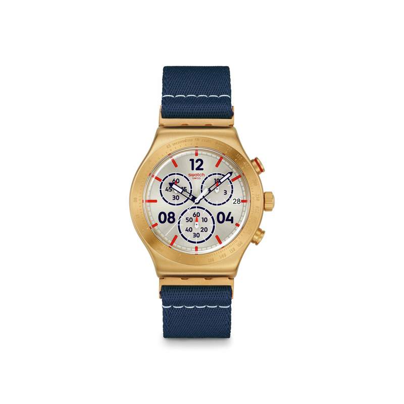 Montre SWATCH essentials homme cadran gris bracelet textile bleu - vue 1
