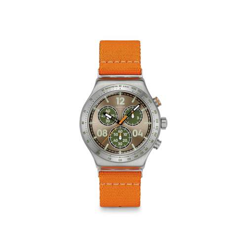 Montre SWATCH essentials homme cadran marron bracelet textile orange