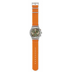 Montre SWATCH essentials homme cadran marron bracelet textile orange - vue D1