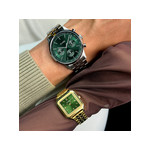 Montre CLUSE Anthéor Multifunction homme cadran vert bracelet acier - vue porté 4