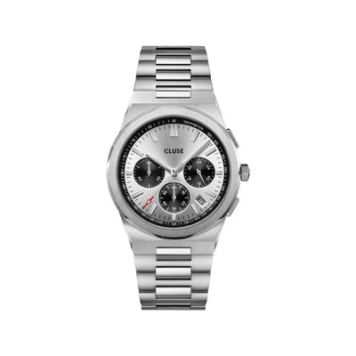 Montre CLUSE Vigoureux Chrono homme cadran noir bracelet acier - vue 1