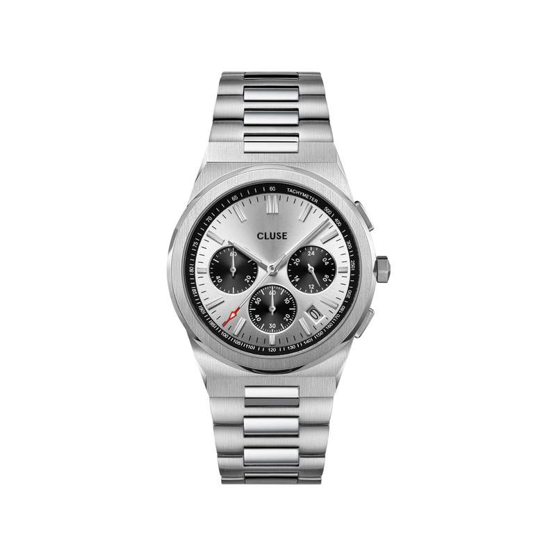Montre CLUSE Vigoureux Chrono homme cadran noir bracelet acier - vue 1