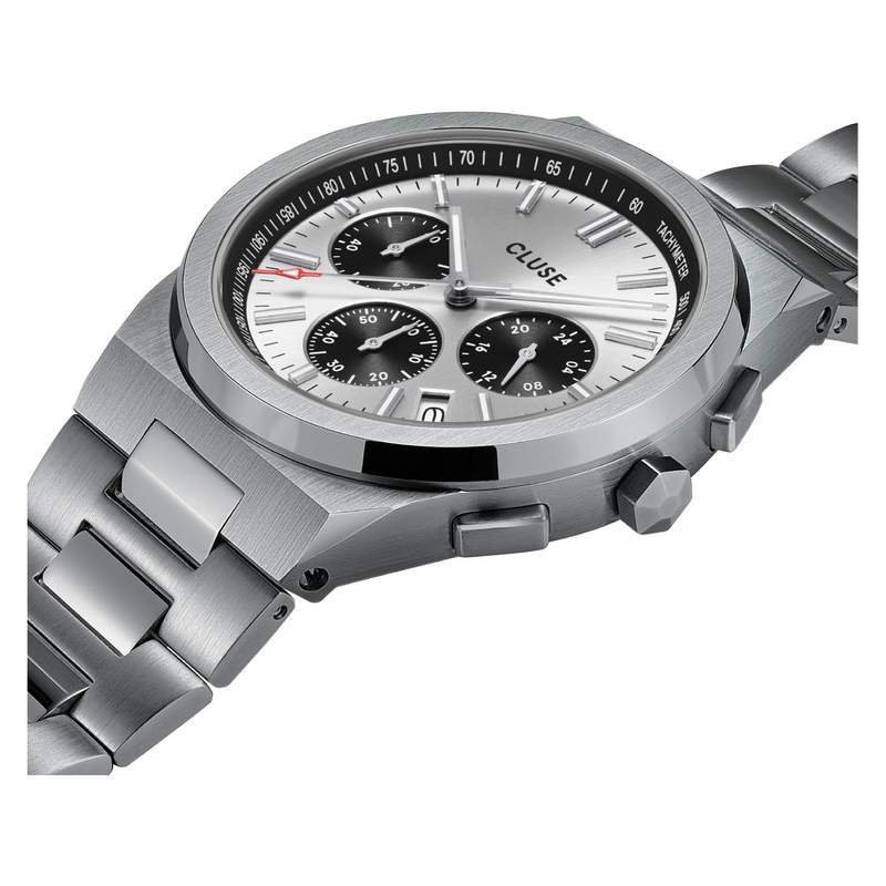 Montre CLUSE Vigoureux Chrono homme cadran noir bracelet acier - vue 2