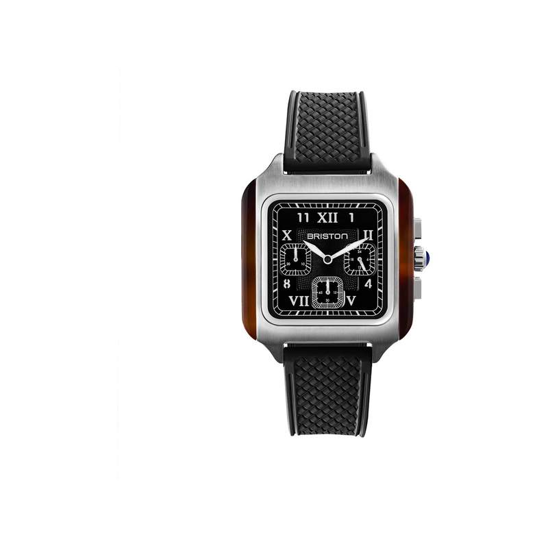 Montre BRISTON Streamliner Kennedy homme cadran noir bracelet silicone noir - vue 1