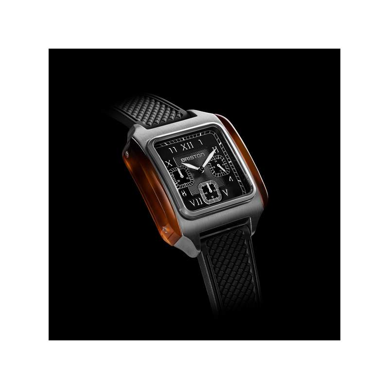 Montre BRISTON Streamliner Kennedy homme cadran noir bracelet silicone noir - vue 2