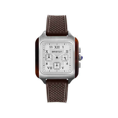 Montre BRISTON Streamliner Kennedy homme cadran blanc bracelet silicone marron - vue 1