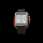 Montre BRISTON Streamliner Kennedy homme cadran blanc bracelet silicone marron - vue D1