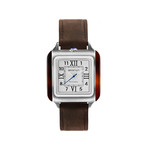 Montre BRISTON Streamliner Kennedy homme cadran blanc automatique, bracelet cuir marron - vue 1