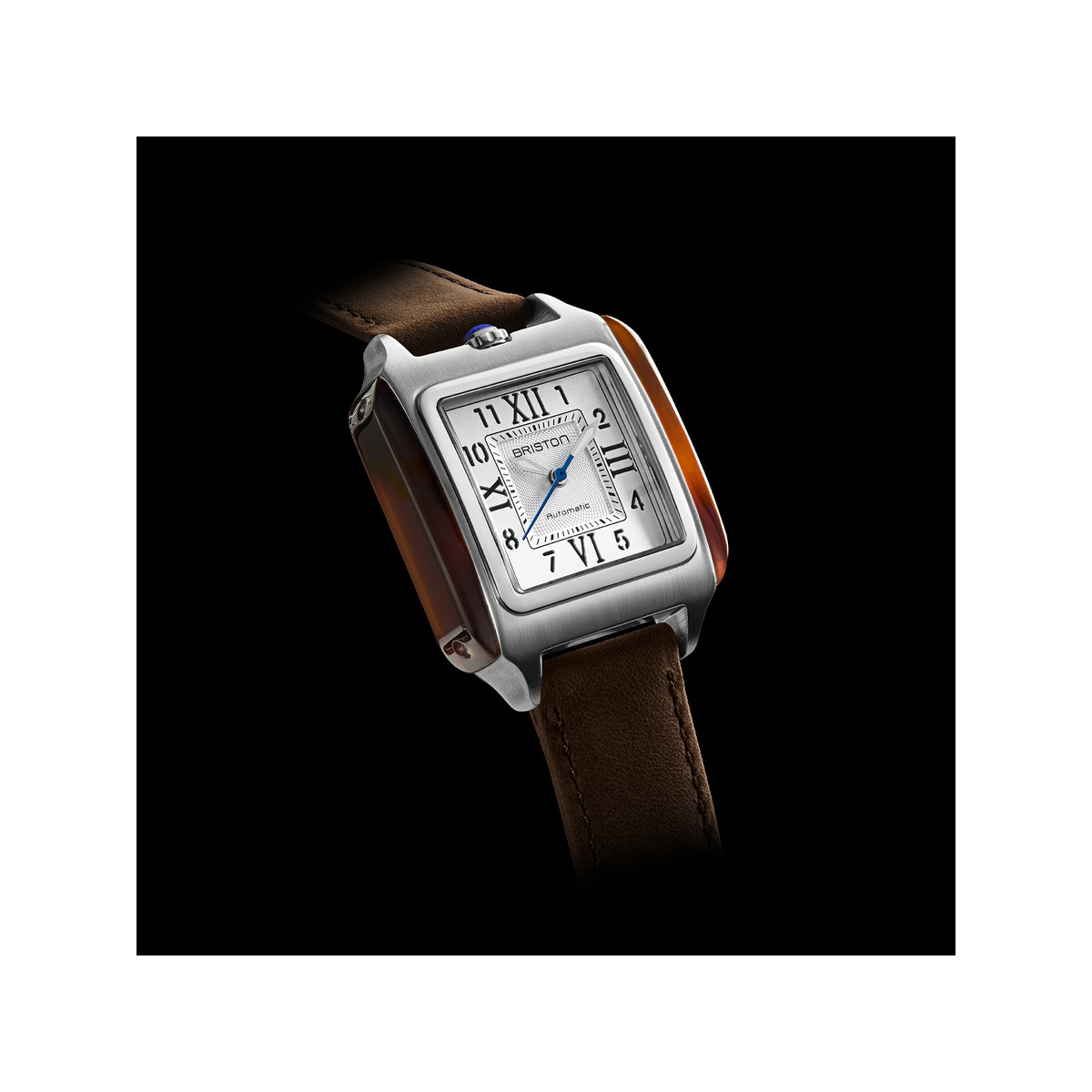 BRISTON Streamliner Kennedy men's watch white automatic dial, brown leather strap - view 2