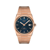 Montre TISSOT PRX homme automatique, cadran bleu, bracelet acier inoxydable rose