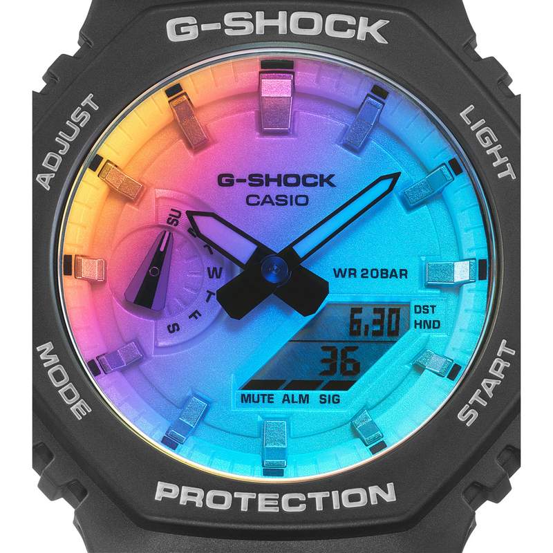 Montre G-SHOCK Série ga-2100 homme cadran bleu bracelet resine noir - vue D1