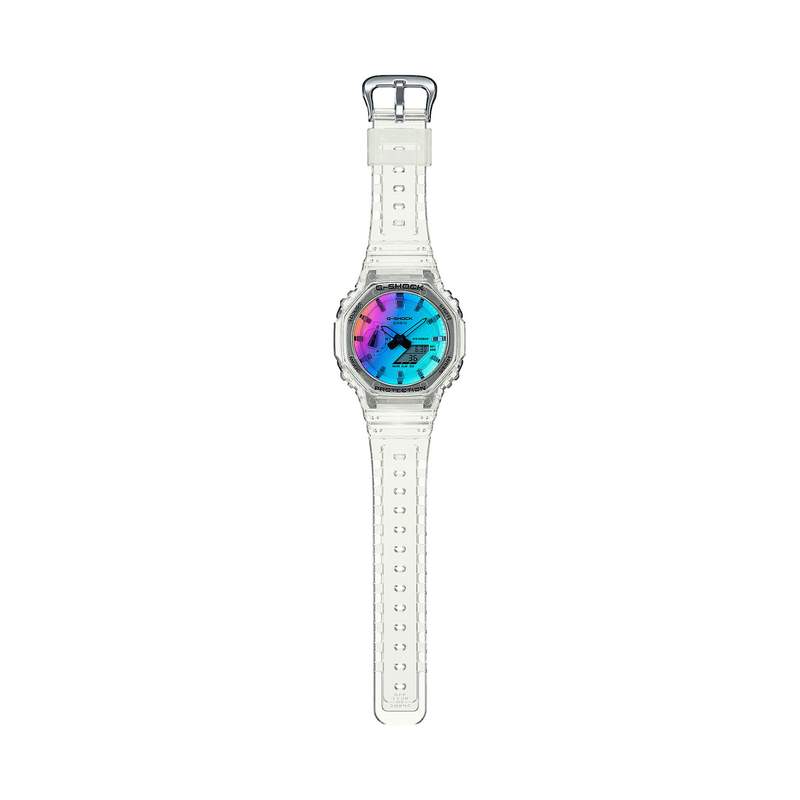 Montre G-SHOCK Série ga-2101 homme cadran bleu bracelet resine blanc - vue D1