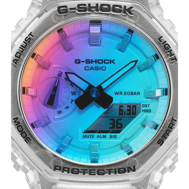 Montre G-SHOCK Série ga-2101 homme cadran bleu bracelet resine blanc - vue D2
