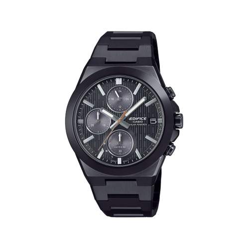 EDIFICE herenhorloge zwarte wijzerplaat zwarte roestvrijstalen armband