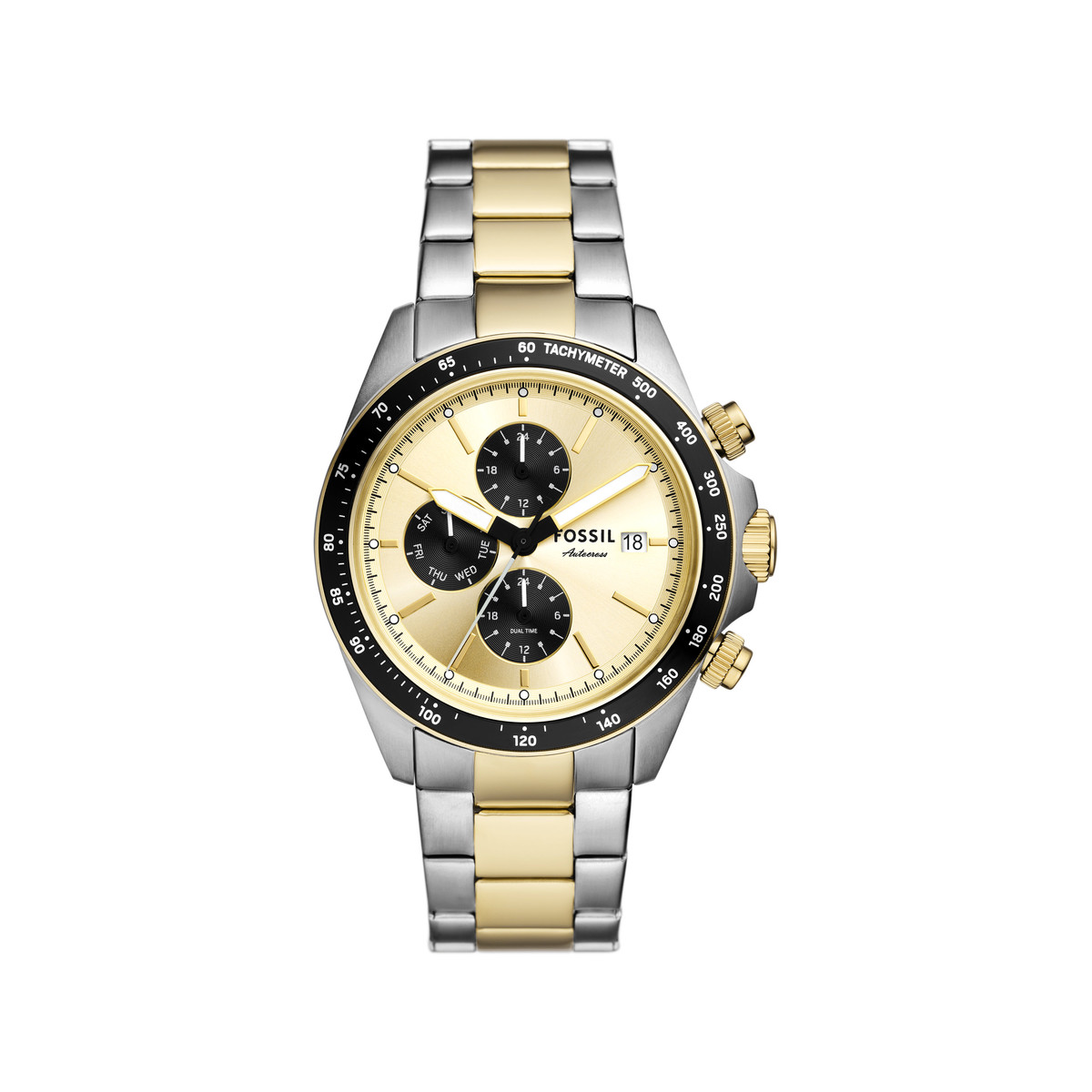 Montre FOSSIL autocross homme bracelet acier inoxydable bicolore