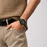 Montre FOSSIL autocross homme bracelet acier inoxydable noir - vue porté 2