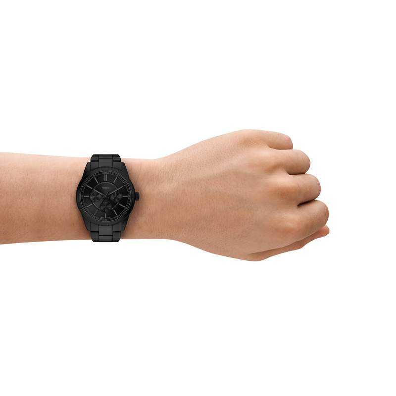 Montre FOSSIL pearson homme bracelet acier inoxydable noir - vue porté 2