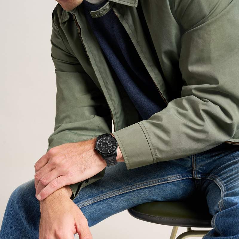 Montre FOSSIL pearson homme bracelet acier inoxydable noir - vue porté 3