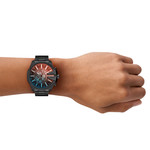 Montre DIESEL slim mega chief homme bracelet acier inoxydable noir - vue porté 1