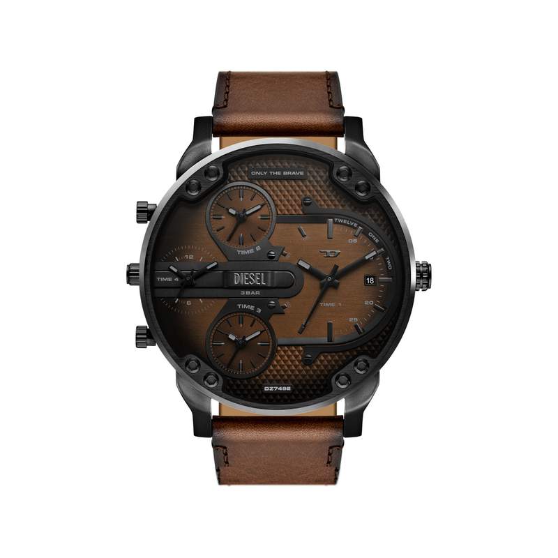 Montre DIESEL slim mr daddy homme bracelet cuir marron - vue 1