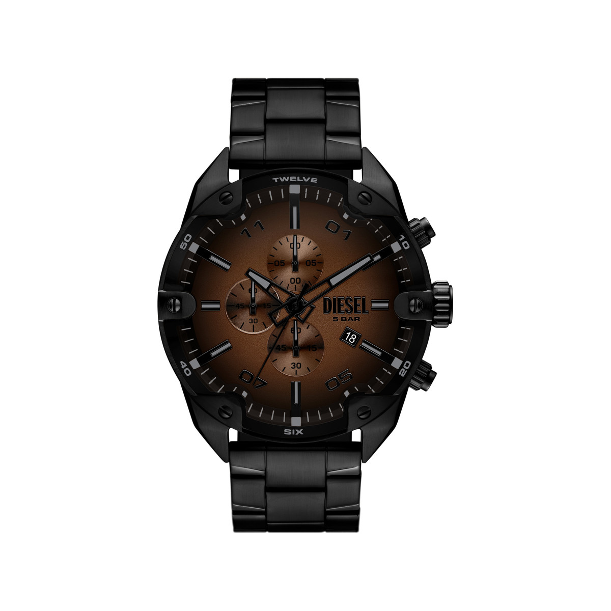 Montre DIESEL spiked homme bracelet acier inoxydable noir