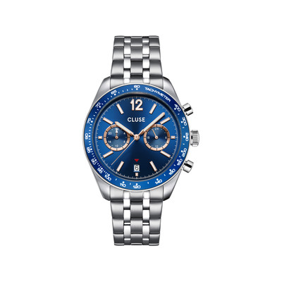 Montre CLUSE ARAVIS Homme cadran bleu bracelet acier inoxydable gris clair - vue 1