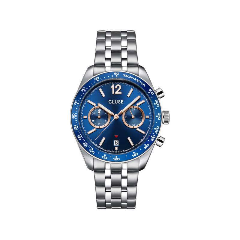 Montre CLUSE ARAVIS Homme cadran bleu bracelet acier inoxydable gris clair - vue 1