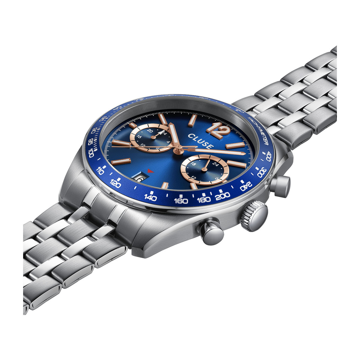 Montre CLUSE ARAVIS Homme cadran bleu bracelet acier inoxydable gris clair - vue 2