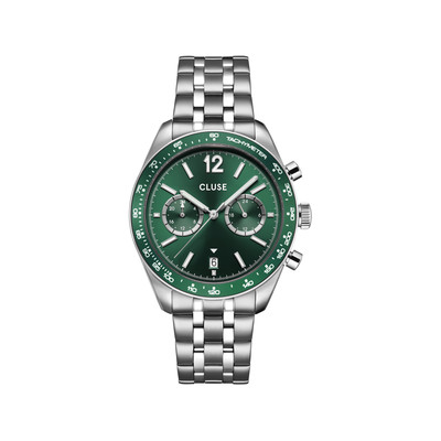 Montre CLUSE ARAVIS Homme cadran vert bracelet acier inoxydable gris clair - vue 1