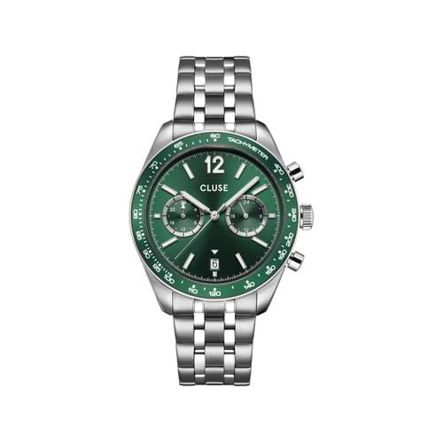 CLUSE ARAVIS Men's watch green dial light grey stainless steel bracelet