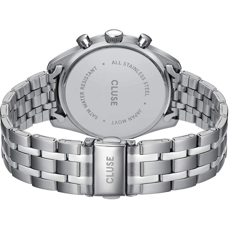 Montre CLUSE ARAVIS Homme cadran noir bracelet acier inoxydable gris clair - vue 3