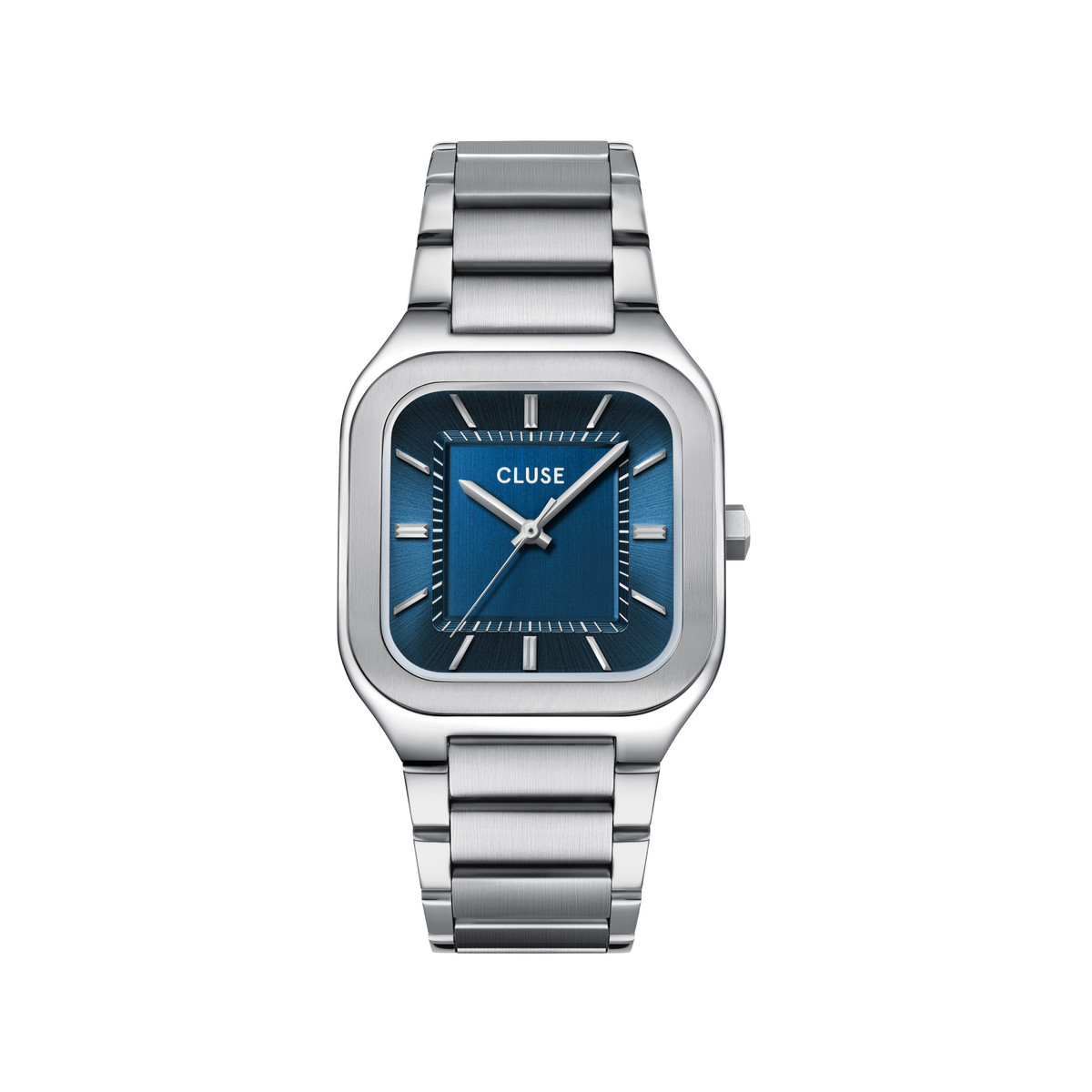 Montre CLUSE QUADRUS Homme cadran bleu bracelet acier inoxydable gris clair