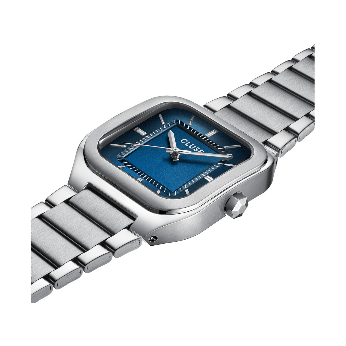 Montre CLUSE QUADRUS Homme cadran bleu bracelet acier inoxydable gris clair - vue 2