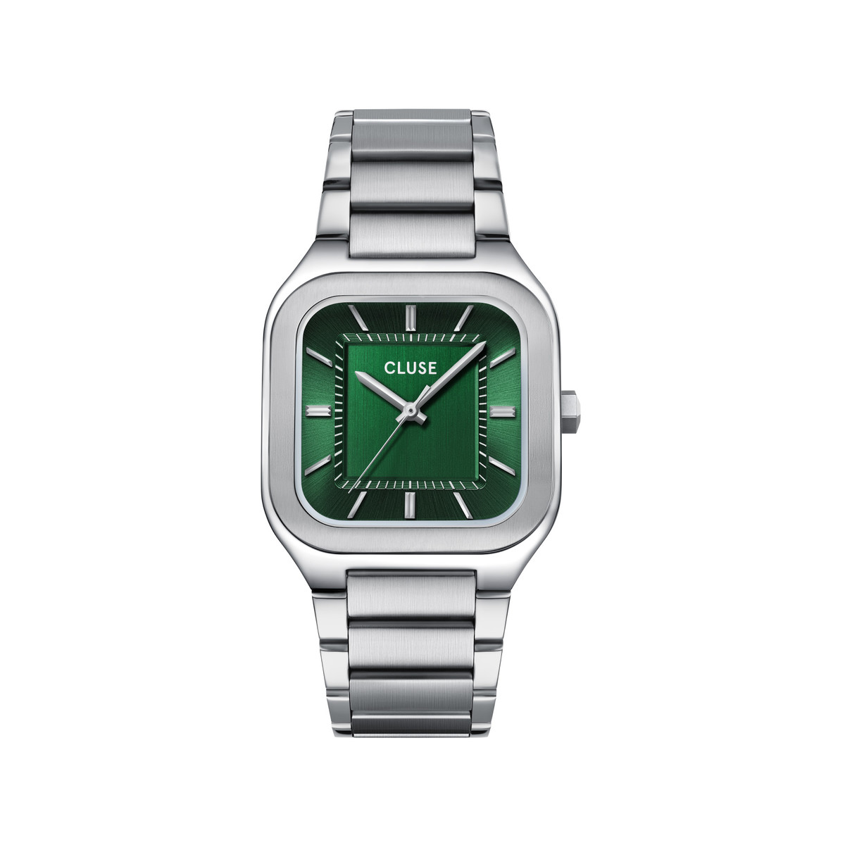 Montre CLUSE QUADRUS Homme cadran vert bracelet acier inoxydable gris clair