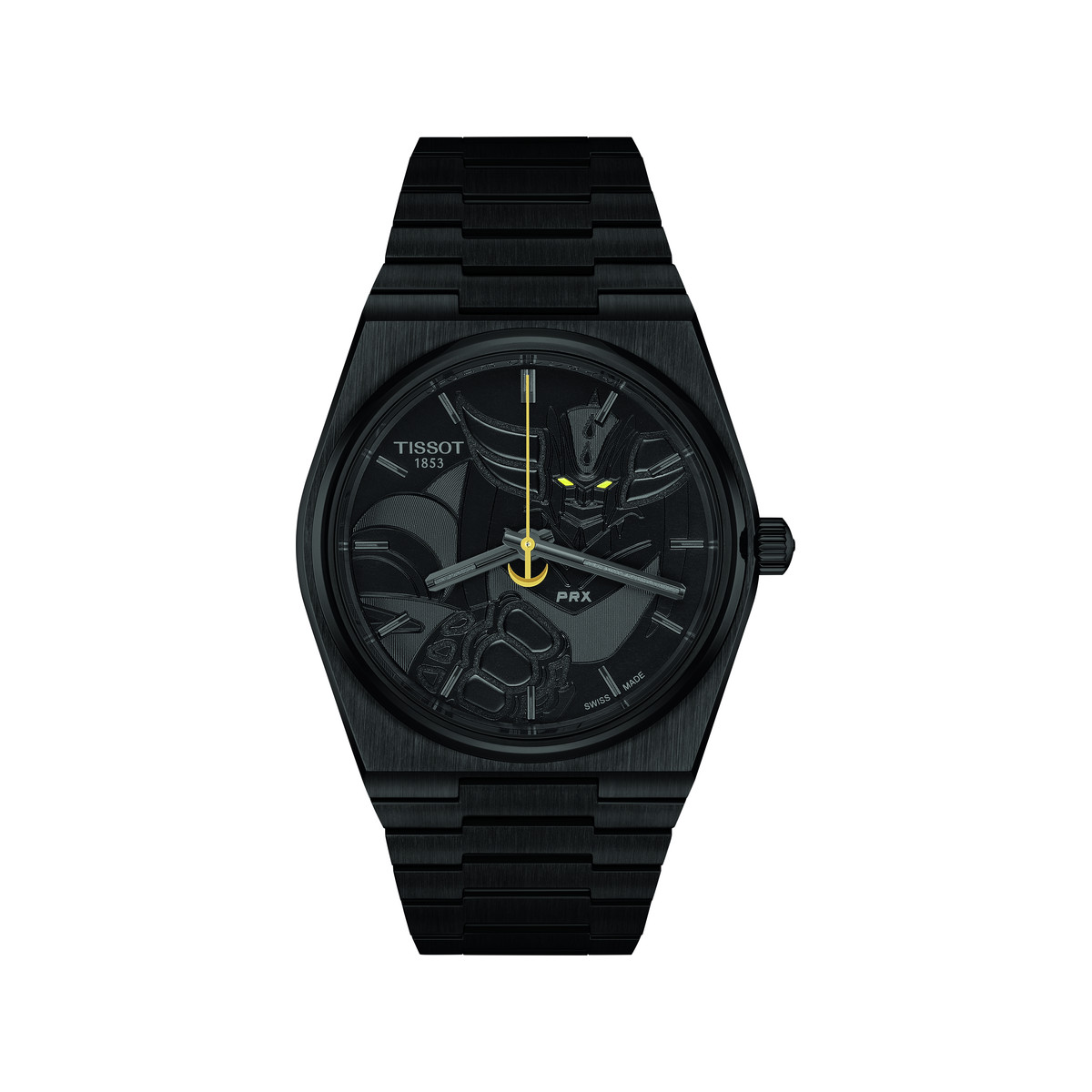 Montre tissot goldorak homme automatique, cadran noir, bracelet acier inoxydable noir