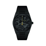Montre tissot goldorak homme automatique, cadran noir, bracelet acier inoxydable noir